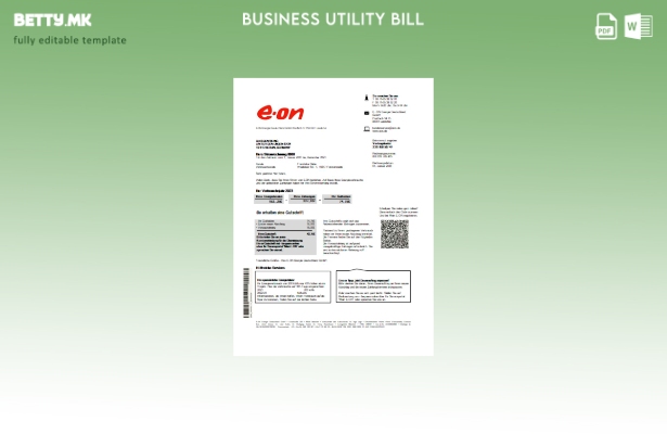 Модерен стил Германија E.ON Шаблон за деловни сметки за комунални услуги за елек